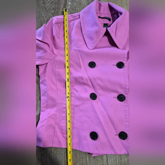 Lauren Ralph Lauren Pink Double-Breasted Cropped Jacket Size Large - Picture 7 of 8